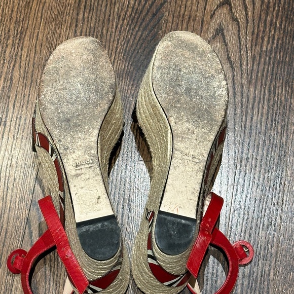 GUCCI  Barbette Snake Appliqué Espadrille Wedge Sandel *Black/Red *Size:IT 39 - Picture 6 of 6